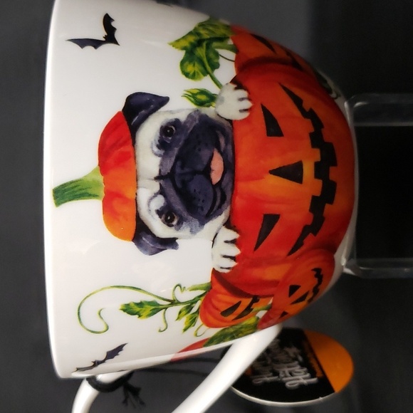 Portobello by Design Bone China Pumpkin Pug Mug - Picture 3 of 7